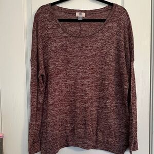 Old Navy Heathered Maroon Long Sleeve Sweater